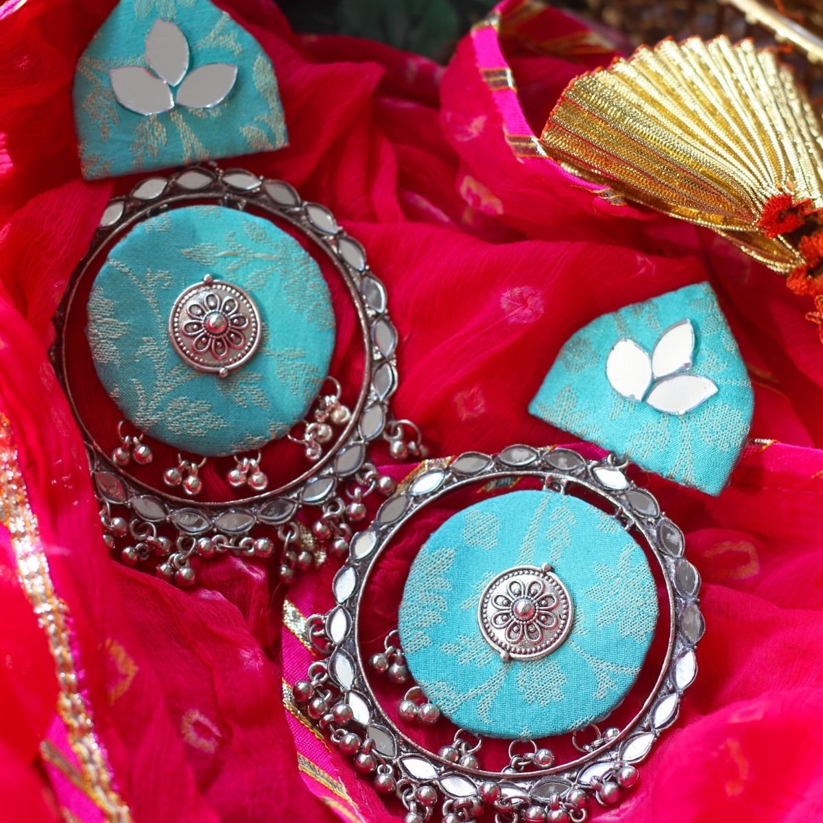 Mirror Circle Earrings Mint